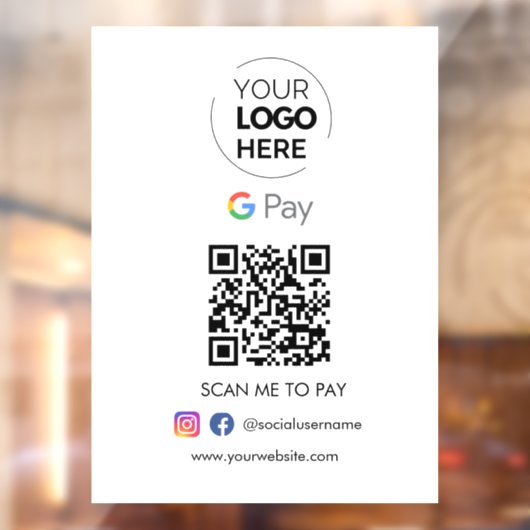 Google Pay QR Code Betaling | Scannen naar zakelij Raamsticker (Vel 2)