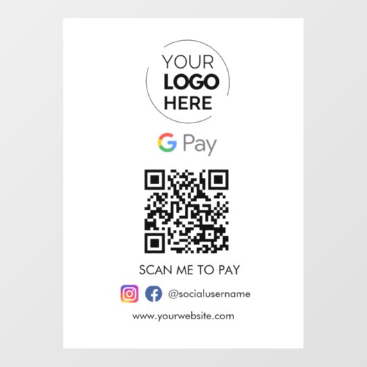 Google Pay QR Code Betaling | Scannen naar zakelij Raamsticker (Vel)