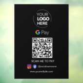 Google Pay QR Code Betaling | Scannen naar zwart b Raamsticker (Vel 3)