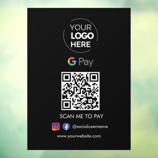 Google Pay QR Code Betaling | Scannen naar zwart b Raamsticker (Vel 3)