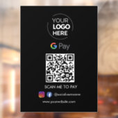 Google Pay QR Code Betaling | Scannen naar zwart b Raamsticker (Vel 2)