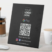 Google Pay QR Code Betaling | Scannen naar zwart b Reclamebord Met Voetstuk (Insitu)