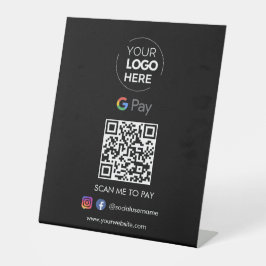 Google Pay QR Code Betaling | Scannen naar zwart b Reclamebord Met Voetstuk
