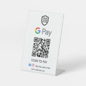 Google Pay QR-code Betaling | White Scan to Pay Reclamebord Met Voetstuk (Voorkant)