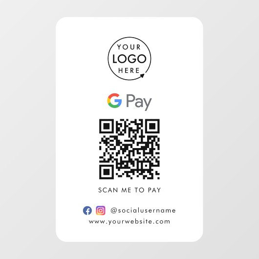 Google Pay QR-code | Contactloze betalingen voor b Raamsticker (Vel)
