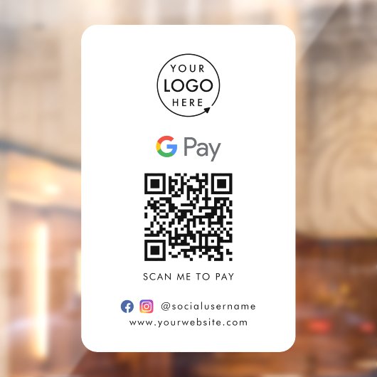 Google Pay QR-code | Contactloze betalingsbedrijve Raamsticker (Vel 2)