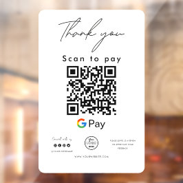 Google Pay QR Code Logo Scan to Pay Hartelijk dank Raamsticker
