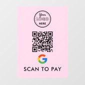 Google Pay QR Code Scan om Moderne Logo roze te be Raamsticker (Vel)