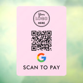 Google Pay QR Code Scan om Moderne Logo roze te be Raamsticker (Vel 3)