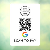 Google Pay QR-code Scannen naar modern Logo-wit Raamsticker (Vel 3)