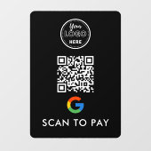 Google Pay QR-code Scannen naar modern Logo zwart Raamsticker (Vel)