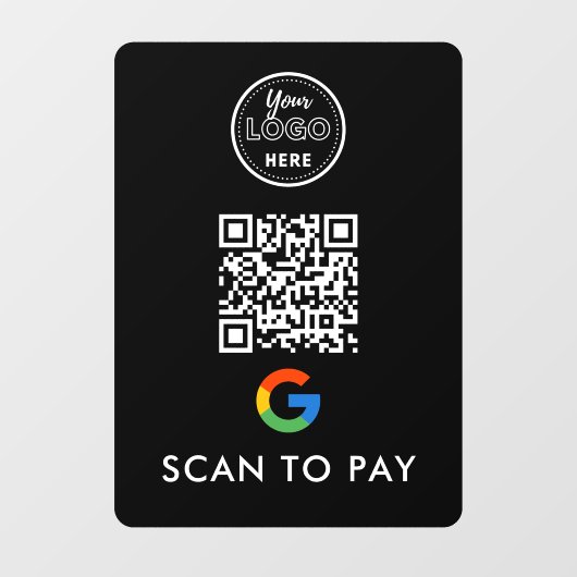 Google Pay QR-code Scannen naar modern Logo zwart Raamsticker (Vel)