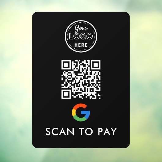 Google Pay QR-code Scannen naar modern Logo zwart Raamsticker (Vel 3)