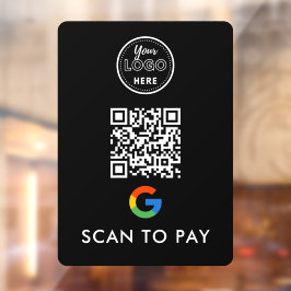Google Pay QR-code Scannen naar modern Logo zwart Raamsticker