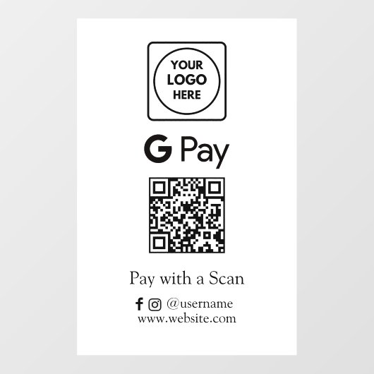 Google Pay QR | Contactloze zakelijke betaling  Raamsticker (Vel)