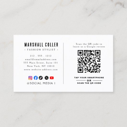 Google Restaurant Logo QR Code Visitekaartje (Achterkant)