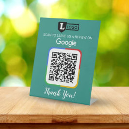 Google Review-aanvraagkaart met logo en QR-code Reclamebord Met Voetstuk