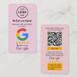 Google Review-aanvraagkaart met logo en QR-code Visitekaartje