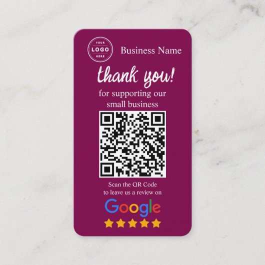 Google Review-aanvraagkaart met QR-code Visitekaartje (Voorkant)