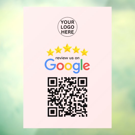 Google Review Bedrijf 5 sterren QR-code Roze Raamsticker (Vel 3)