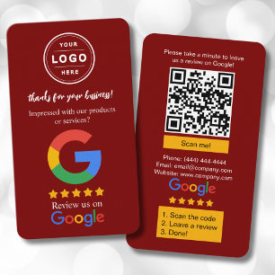 Google Review-bedrijfskaarten met logo en QR-code Visitekaartje