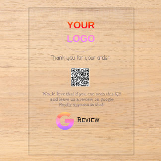 Google review bedrijfslogo Scan QR review Acryl Uitnodigingen