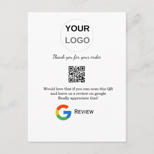 Google review bedrijfslogo Scan QR review Briefkaart (Voorkant)
