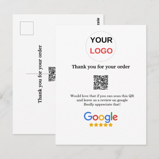 Google review bedrijfslogo Scan QR review Briefkaart (Voorkant / Achterkant)