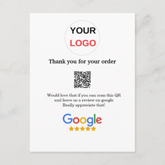 Google review bedrijfslogo Scan QR review Briefkaart (Voorkant)