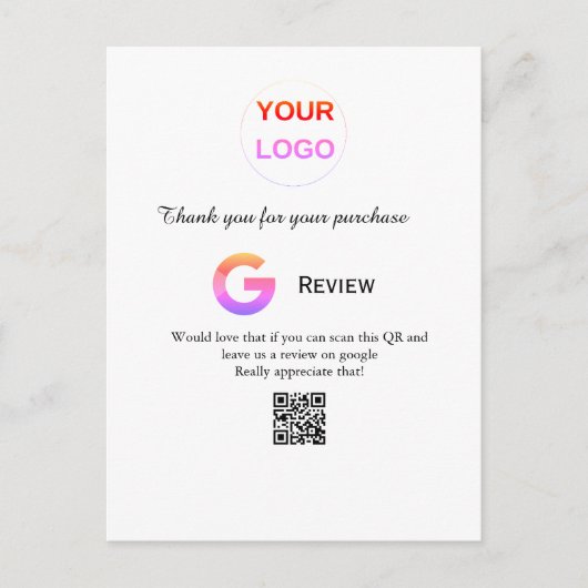 Google review bedrijfslogo Scan QR review Briefkaart (Voorkant)