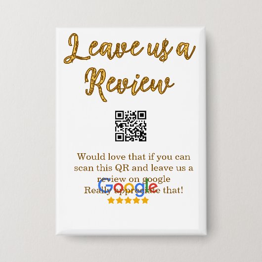 Google review bedrijfslogo Scan QR review Button (Voorkant)