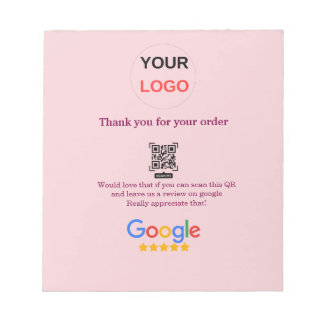 Google review bedrijfslogo Scan QR review Notitieblok