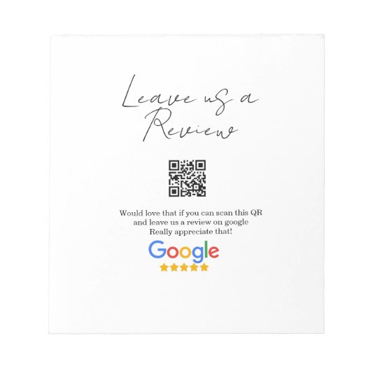 Google review bedrijfslogo Scan QR review Notitieblok (Voorkant)