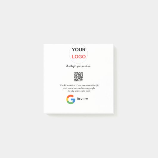 Google review bedrijfslogo Scan QR review Post-it® Notes (Voorkant)