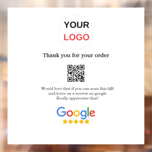 Google review bedrijfslogo Scan QR review Raamsticker (Vel 2)