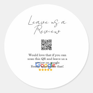 Google review bedrijfslogo Scan QR review Ronde Sticker