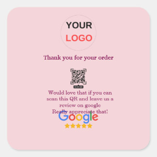 Google review bedrijfslogo Scan QR review Vierkante Sticker