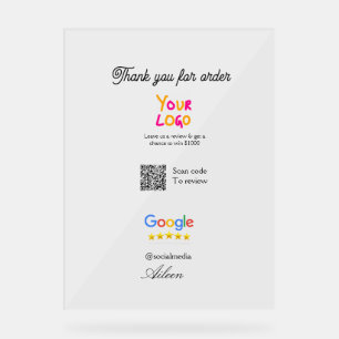 Google review bedrijfslogo website scan QR-code Acryl Bord