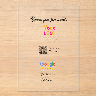 Google review bedrijfslogo website scan QR-code Acryl Uitnodigingen