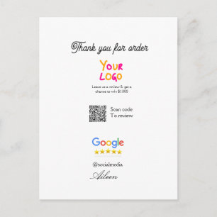 Google review bedrijfslogo website scan QR-code Briefkaart