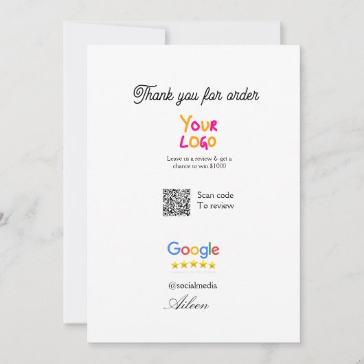Google review bedrijfslogo website scan QR-code Kaart (Voorkant)