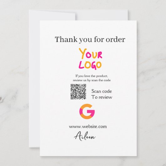 Google review bedrijfslogo website scan QR-code Kaart (Voorkant)