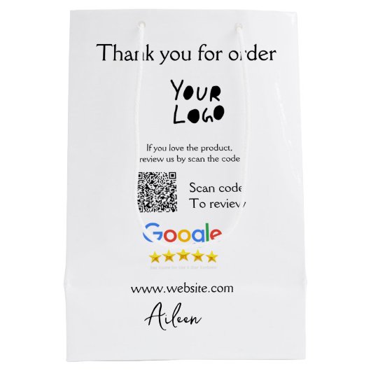 Google review bedrijfslogo website scan QR-code Medium Cadeauzakje (Achterkant)