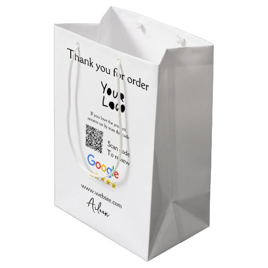 Google review bedrijfslogo website scan QR-code Medium Cadeauzakje (Achterkant Gekanteld)