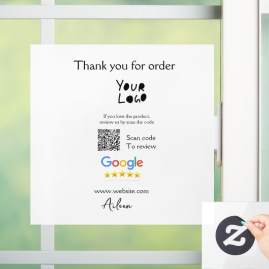 Google review bedrijfslogo website scan QR-code Raamsticker (Huis)