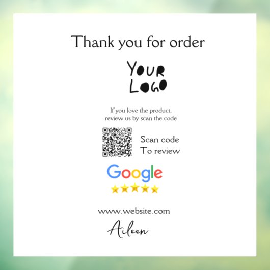 Google review bedrijfslogo website scan QR-code Raamsticker (Vel 3)