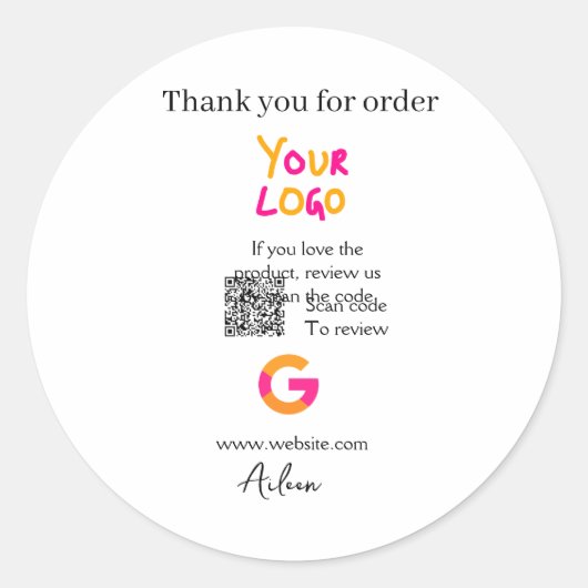 Google review bedrijfslogo website scan QR-code Ronde Sticker (Voorkant)