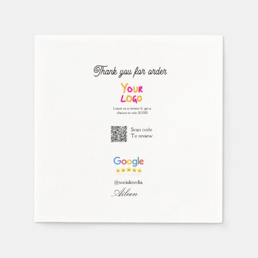 Google review bedrijfslogo website scan QR-code Servet (Voorkant)