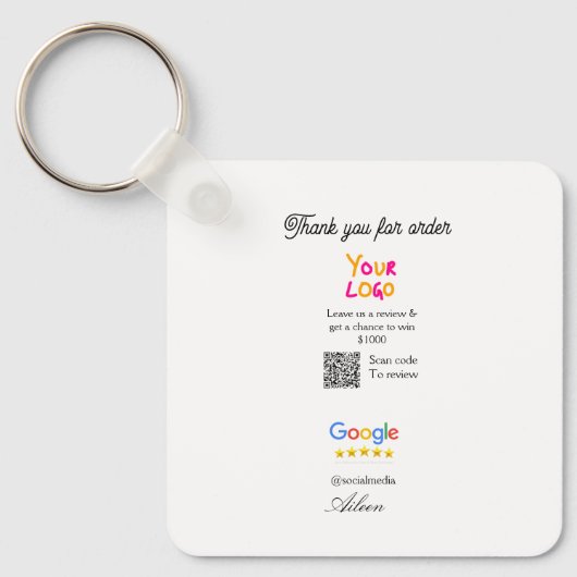Google review bedrijfslogo website scan QR-code Sleutelhanger (Voorkant)