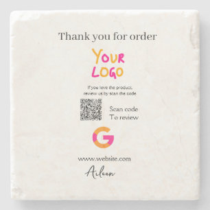 Google review bedrijfslogo website scan QR-code Stenen Onderzetter